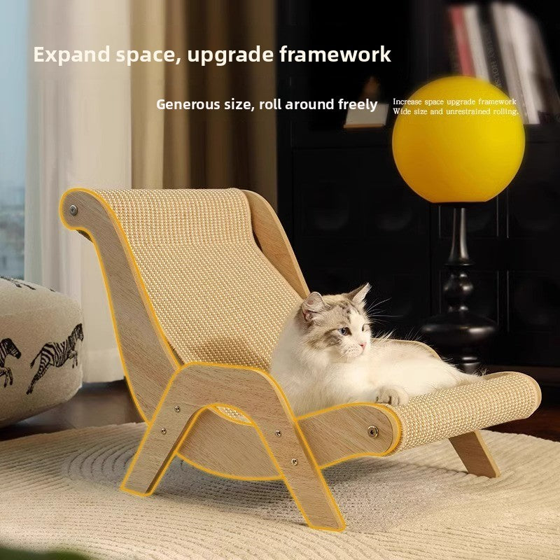 Wooden Cat Lounge Chair with Sisal Scratching Pad