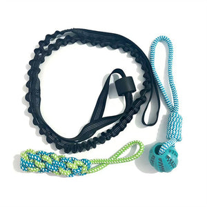Dog Rope Toy Set - Spring Bar & Cotton Rope - Reflective