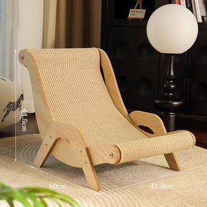 Cat Lounge Chair - Wood Frame - Sisal Scratching Pad