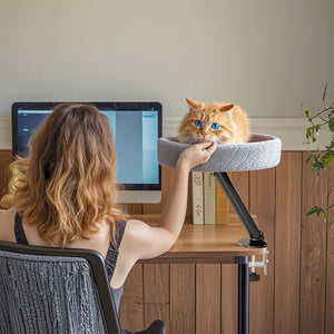 Cat Desk Hammock - Adjustable Rotating Frame - Under-Desk