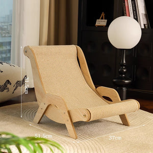 Cat Lounge Chair - Wood Frame - Sisal Scratching Pad