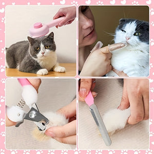 Pet Grooming Kit - 8-Piece Nail Clipper & Brush Set - Stainless Steel