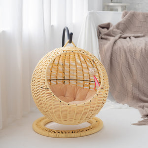 Cat Hammock Bed - Semi-Enclosed Rattan - Breathable