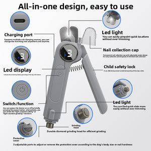 Electric Pet Nail Grinder - 2-in-1 Quiet Motor - Rechargeable