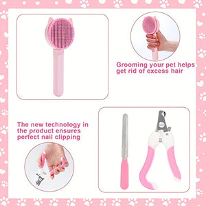 Pet Grooming Kit - 8-Piece Nail Clipper & Brush Set - Stainless Steel